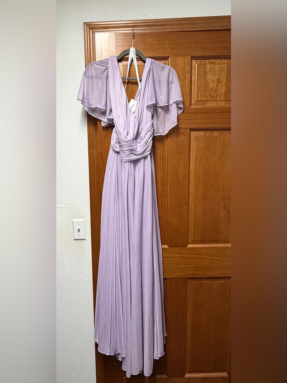 NWT David's Bridal Lavender Flutter-Sleeve formal dress